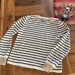 EUC Women’s Black Striped Sweater with Gold Trim